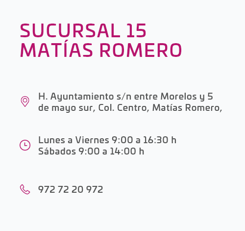 dirección sucursal matías romero