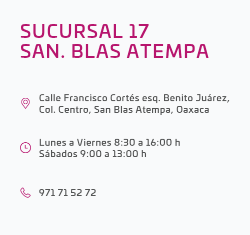 dirección sucursal san blas atempa